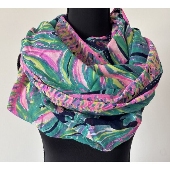 LILLY PULITZER Infinity Scarf 100% Cotton Lightweight Preppy Travel Tropical - Picture 1 of 11